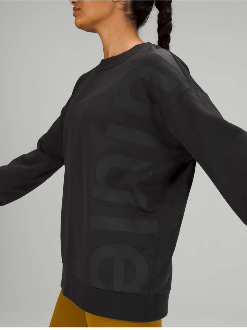 Lululemon Perfectly Oversized Black Crewneck Sweatshirt with Subtle Logo